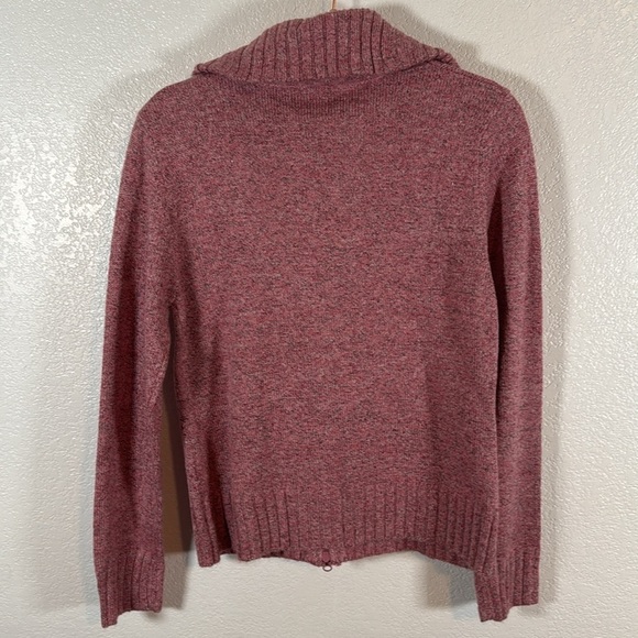 L.A. Blues Pink Gray Speckled Knit 2-Way Zipper Cardigan Sweater Size Medium NWT - Picture 4 of 6